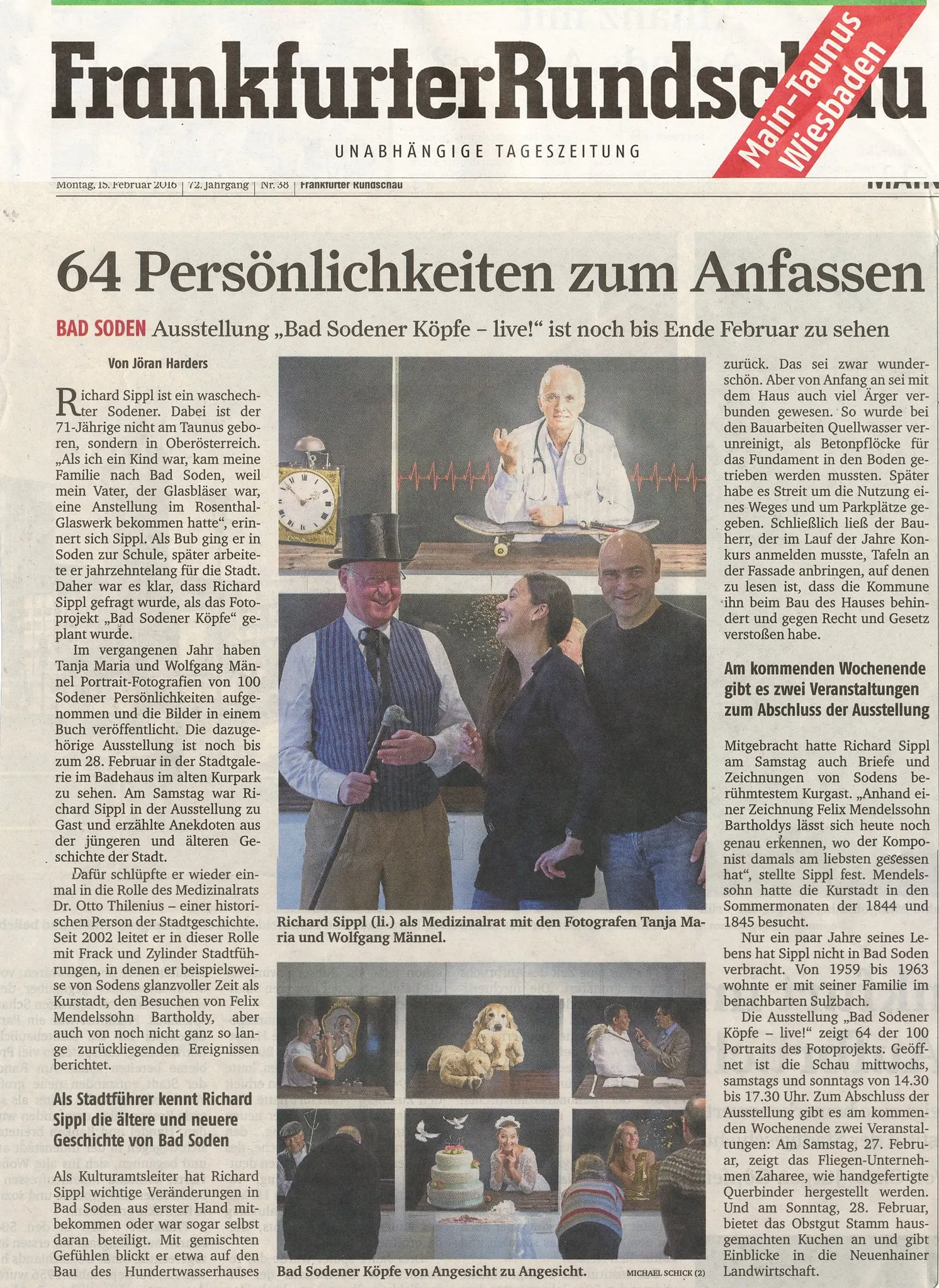 Frankfurter Rundschau, 15.02.2016: 64 Persönlichkeiten zum Anfassen