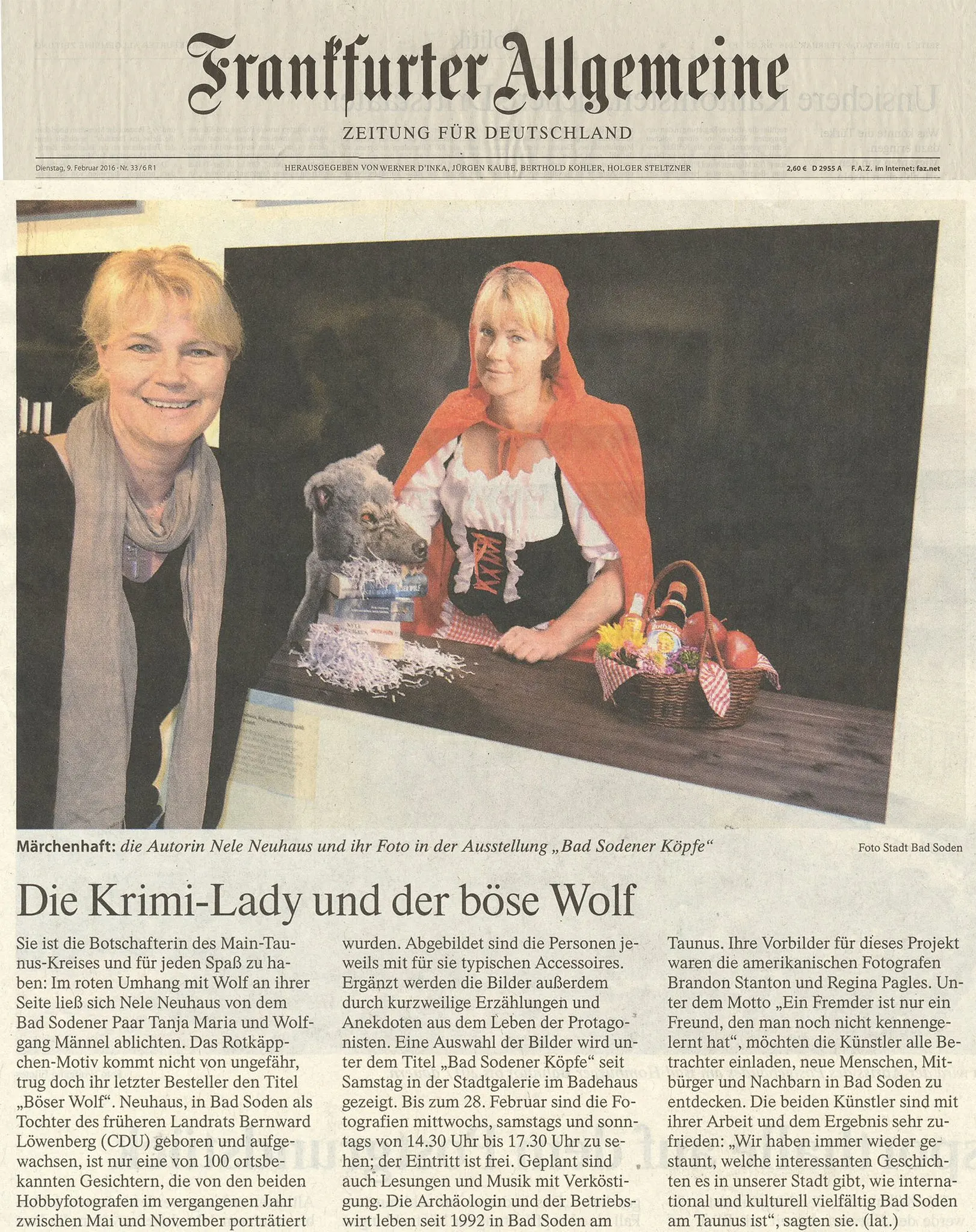 Frankfurter Allgemeine Zeitung, 09.02.2016: Die Krimi-Lady und der böse Wolf