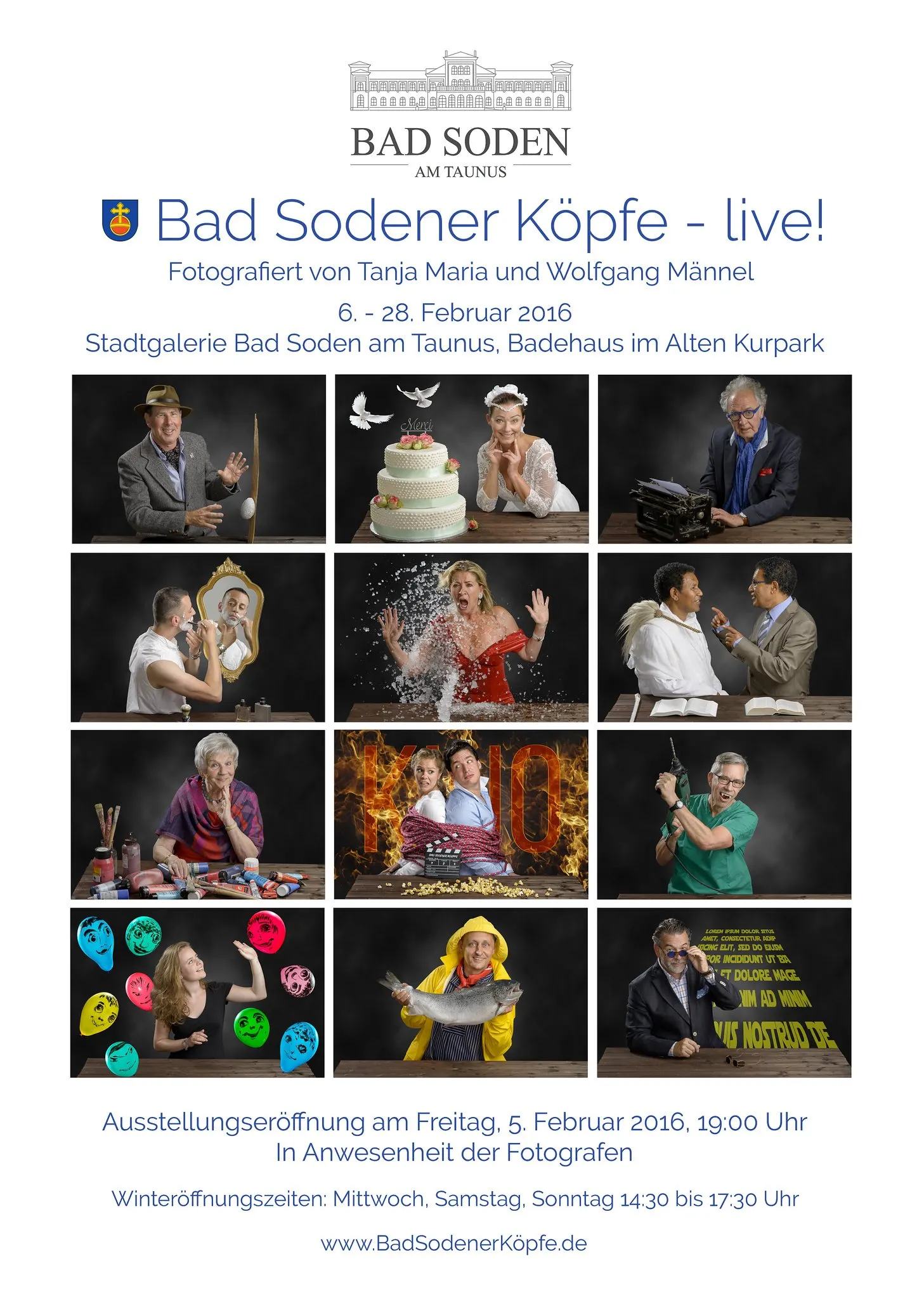 Ausstellungsplakat, Februar 2016: Bad Sodener Köpfe – live!