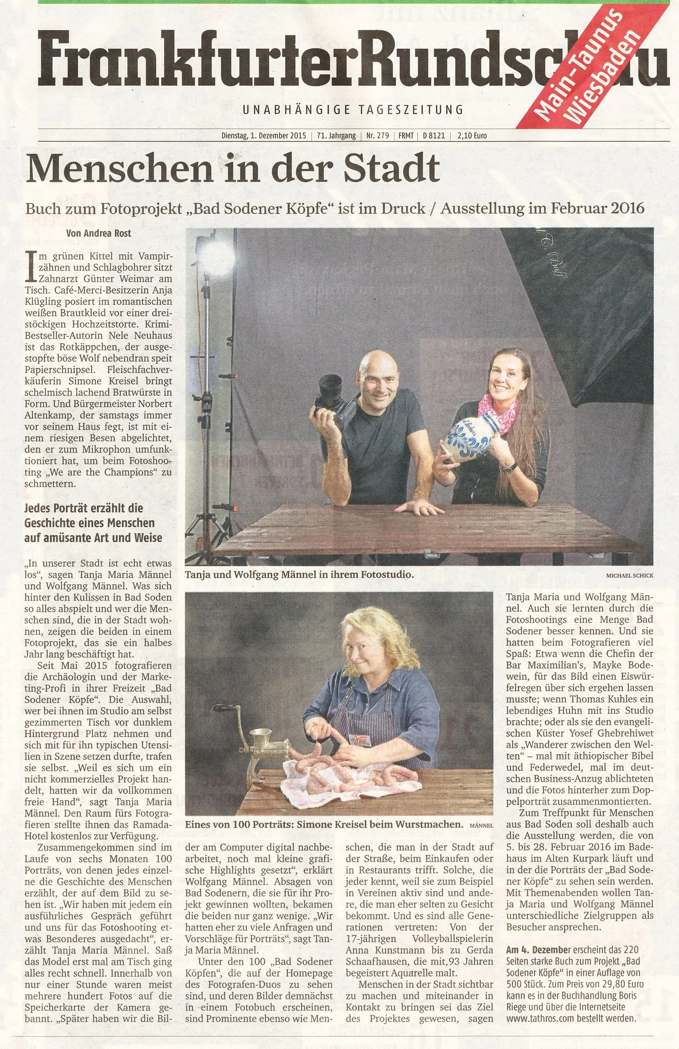 Frankfurter Rundschau, 01.12.2015: Menschen in der Stadt