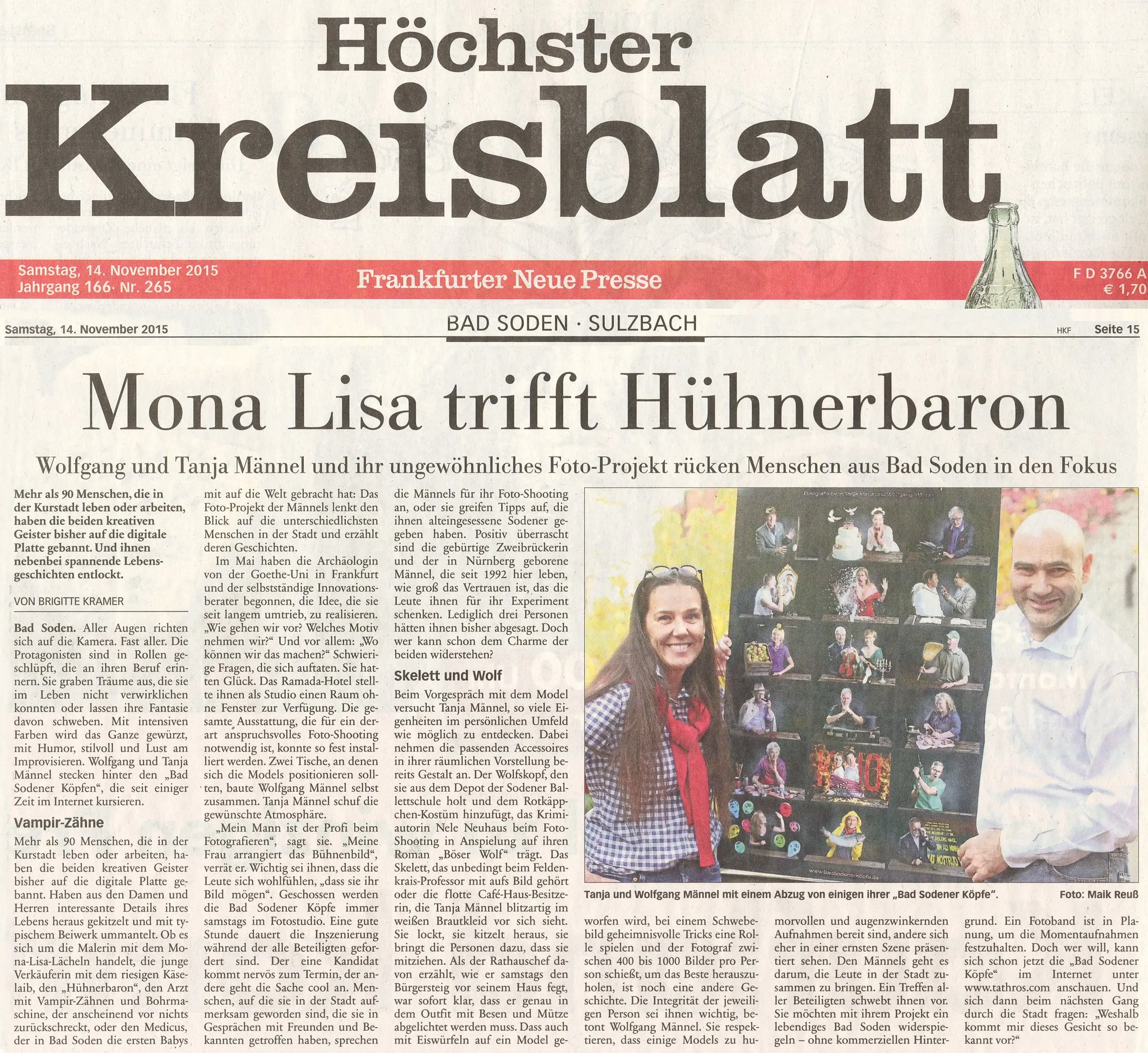 Höchster Kreisblatt, 14.11.2015: Mona Lisa trifft Hühnerbaron