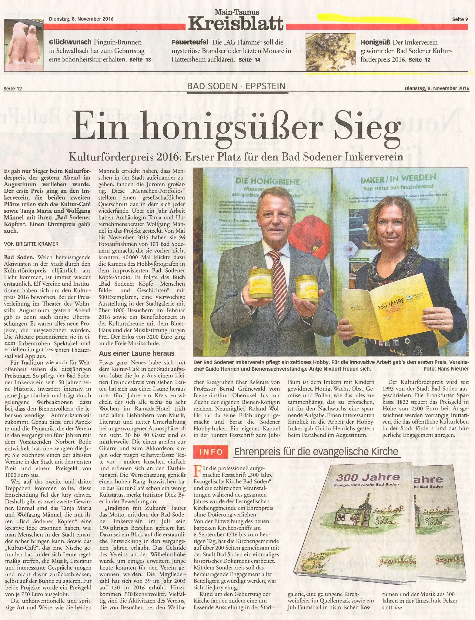 Höchster Kreisblatt, 09.11.2016: Ein honigsüßer Sieg